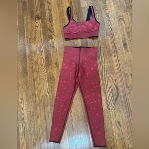 Ultracor deep red Bordeaux colored size small star print workout set